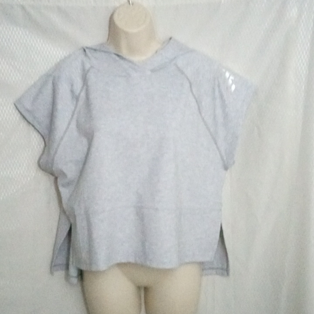 New Balance Hooded Jersey Crop Top, M, Heather Grey, Short sleeve, High …